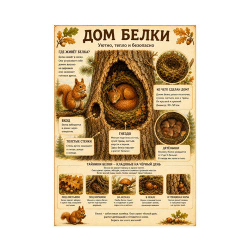 плакат дом белки