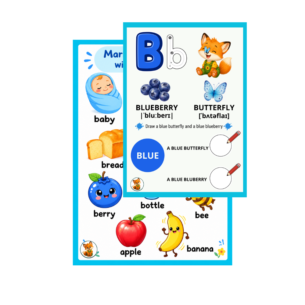 English Worksheets for Kids — Letter B